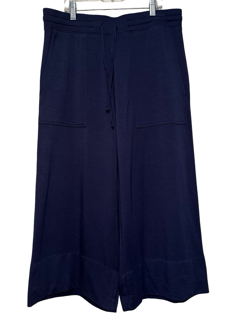Quince Navy Super Soft Fleece Wide Leg Pants Medium Blue Lounge Comfy Pull On